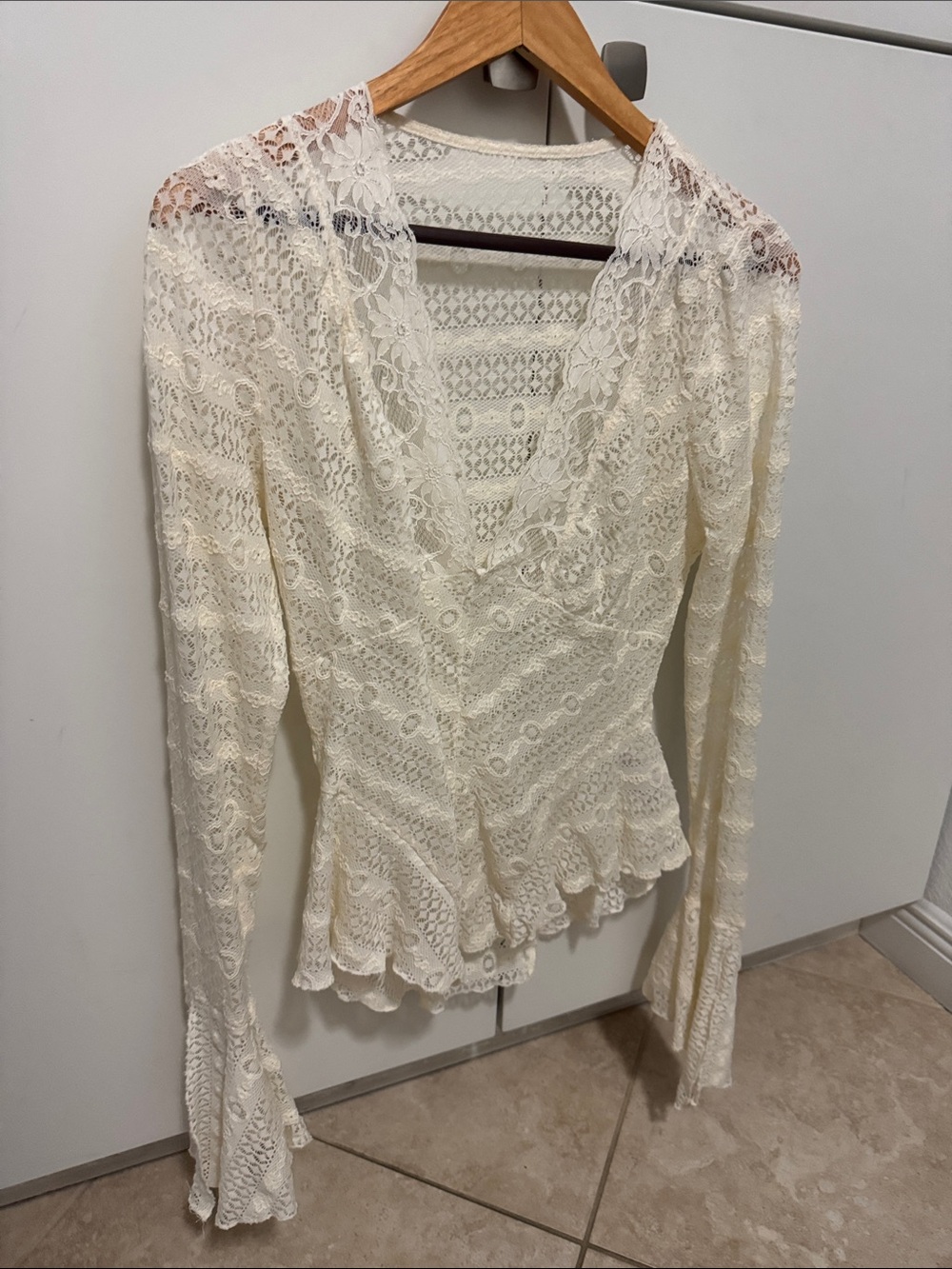 Kimchi Blue Cream Lace Peplum Blouse
